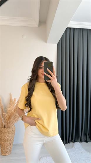 Mast Dilvin Pamuklu  Basic Tshirt Sarı