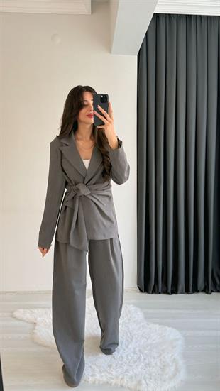 Minella Önü Bağlamalı Vatkalı Blazer Ceket 