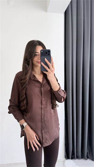Moise Zra Saten Kahverengi Gömlek 