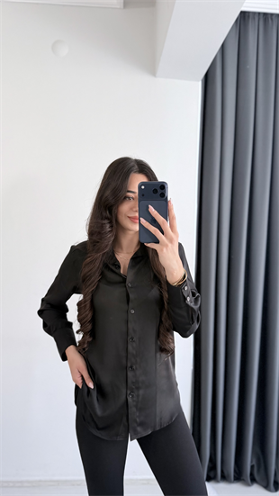 Moise Zra Saten Siyah Gömlek 