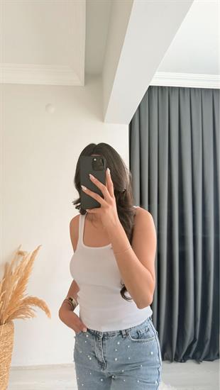 Myre İnce Biyeli Tam Pamuklu Premium Atlet Beyaz