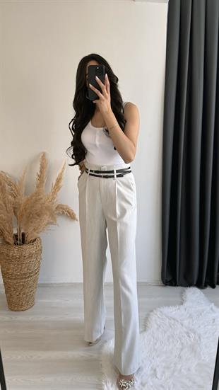 Olvera Premium Seri Çift Kemerli Düğme Pantalon Gri