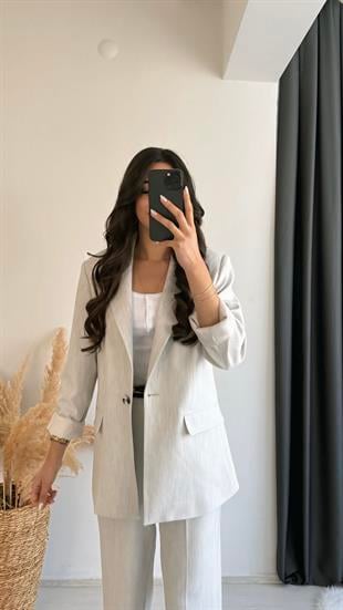 Olvera Premium Seri Düğmeli Ceket Gri