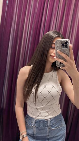 Ön Kısmı Dikişli Kemeri Tokalı Denim Etek