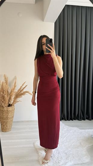 Osco Drapeli Midi Boy Sandy Kumaş Ebise Bordo
