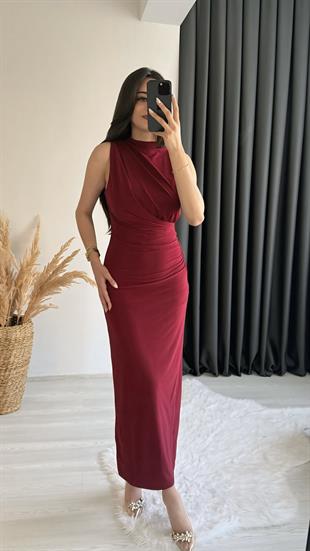 Osco Drapeli Midi Boy Sandy Kumaş Ebise Bordo