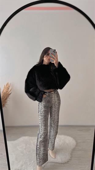 Porter Siyah Kürk Sweat