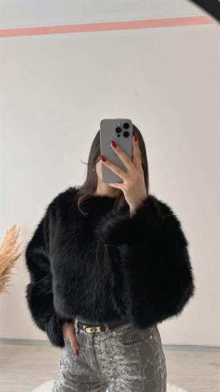Porter Siyah Kürk Sweat