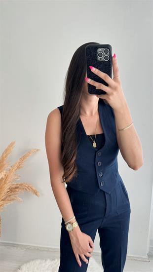 Premium kalite Pantalon Yelek Takım Lacivert Siyah