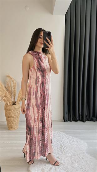 Prisha Kırinkıl Saten Astarlı Elbise Pembe