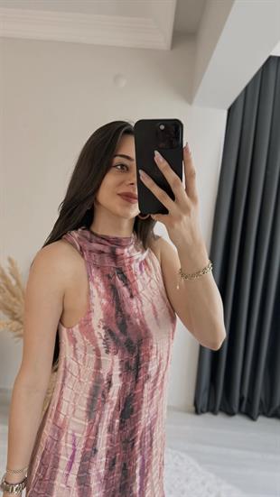 Prisha Kırinkıl Saten Astarlı Elbise Pembe