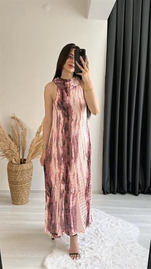 Prisha Kırinkıl Saten Astarlı Elbise Pembe