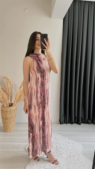Prisha Kırinkıl Saten Astarlı Elbise Pembe