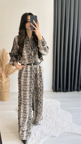 Priste Saten Premium Seri Leopar Desenli Pantalon 
