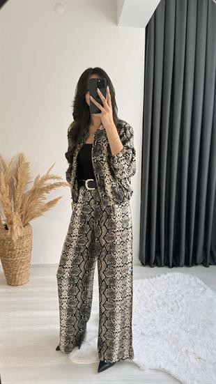 Priste Saten Premium Seri Leopar Desenli Pantalon 