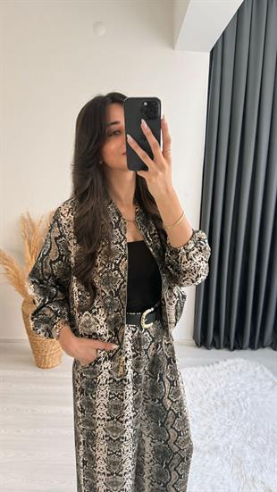 Priste Saten Premium Seri Leopar Desenli Pantalon 