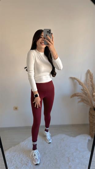 Roma Bordo Çelik Süper Fit Tayt