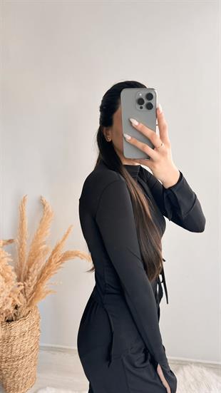 Ruth Siyah Büzgülü Bluz Ve Pantalon Takım