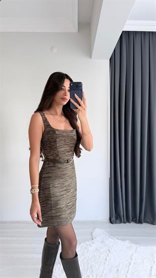 SanyaTüvit Kemerli Kahve Elbise