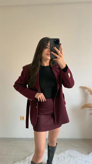 Sierra Kaşe Bordo Etekli Takım