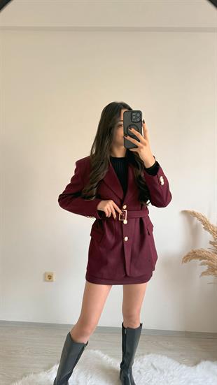 Sierra Kaşe Bordo Etekli Takım