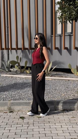 Sophie Düğmeli Yelek Bordo