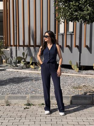 Sophie Düğmeli Yelek Lacivert