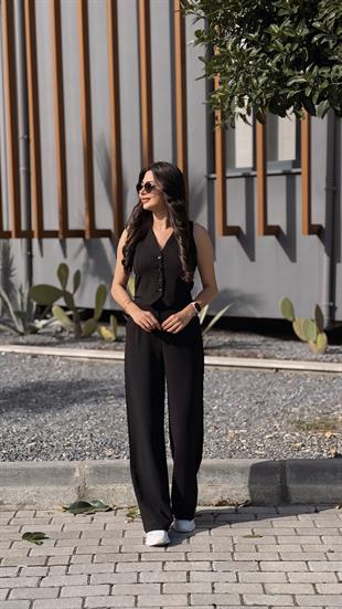 Sophie Düğmeli Yelek Siyah