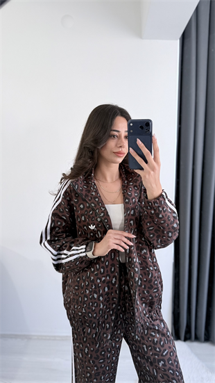 Stone Marka Model Kahverengi Leoparlı Eşofman Takımı