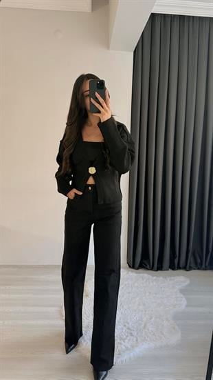 Sunsie Zra Premium Kalite Toparlayıcı Straight Jean Siyah