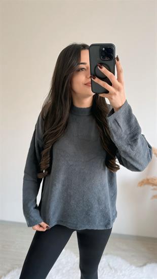 Susie Dik Yaka Basic Yumoş Kazak Antrasit