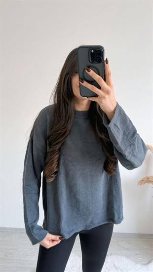 Susie Dik Yaka Basic Yumoş Kazak Antrasit