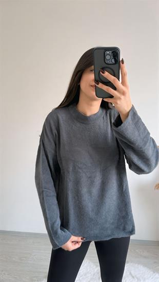 Susie Dik Yaka Basic Yumoş Kazak Antrasit