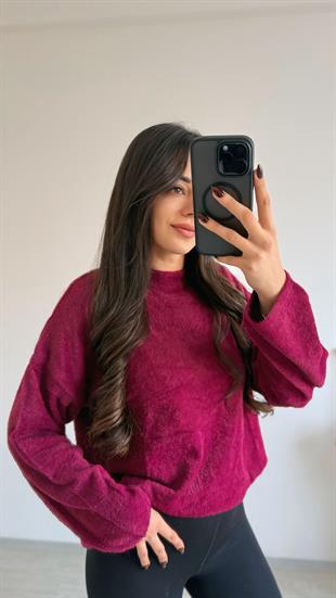 Susie Dik Yaka Basic Yumoş Kazak Bordo