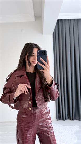 Tatiana Bordo Krokodil Dokulu Crop Ceket