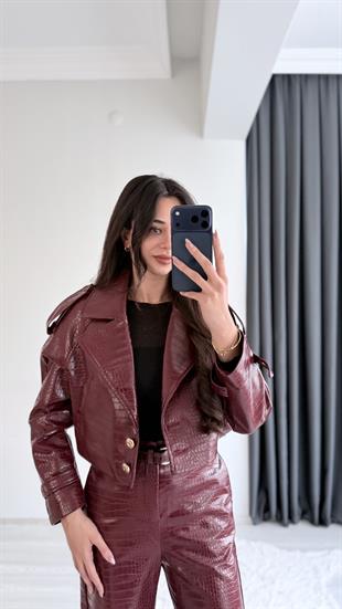 Tatiana Bordo Krokodil Dokulu Crop Ceket