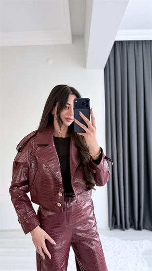 Tatiana Bordo Krokodil Dokulu Crop Ceket