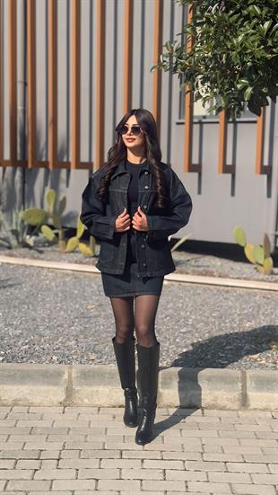 Vagner Denim Kot Ceket Etek Takım 
