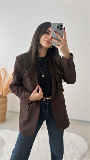 Voca Atlas Kumaş Blazer Ceket Kahve