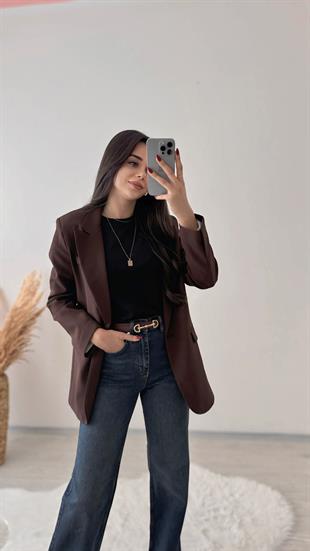Voca Atlas Kumaş Blazer Ceket Kahve
