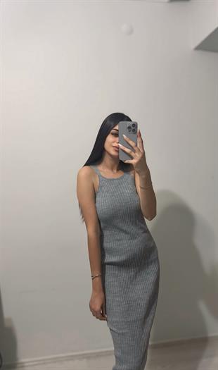 Wolare Triko Hırkalı  Gri Elbise 