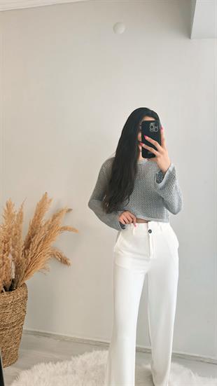 Yüksek Bel Orj Mng Beyaz Pantalon