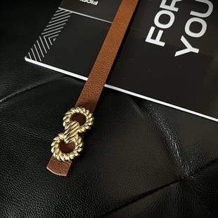 Yuvarlak Gold Tokalı Bordo Kemer 