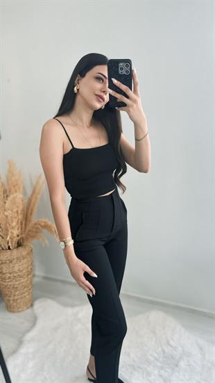 Zra Model Lüx Kalite Kalın Kumaş Flatolu Pantolon Siyah