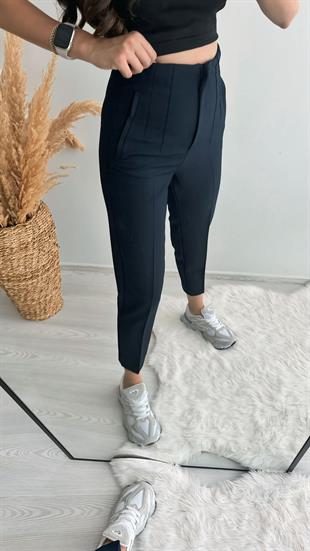 Zra Model Lüx Kalite Kalın Kumaş Flatolu Pantolon Lacivert