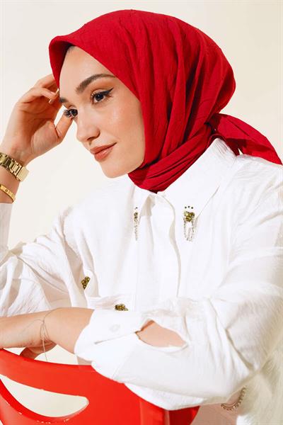 Bambu Kraş Eşarp Kırmızı