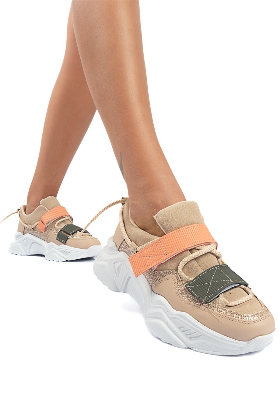 MODAGON | Yeni Sezon Kadın Sneaker Modelleri | Montre Bağcıklı Cırt Detaylı  Yüksek Taban Sneakers Spor Ayakkabı