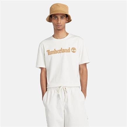 Timberland Linear Logo Short Sleeve Tee Vıntage Whıte Erkek T-Shirt