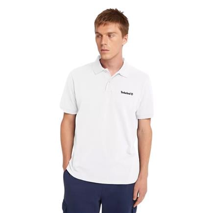 Timberland Small Linear Logo Print Polo Beyaz Erkek T-Shirt