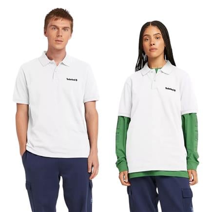 Timberland Small Linear Logo Print Polo Beyaz Erkek T-Shirt